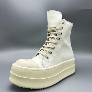 RO白色高帮极限增高恨天高靴子五芒星增高男女短靴松糕厚底鞋高街