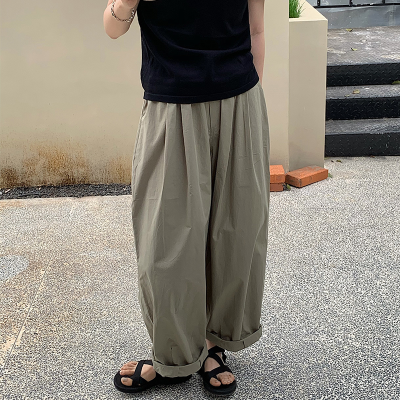 四元SIYUAN闊腿褲女2022年新款夏季日系工裝百搭全棉休閑褲氣球褲
