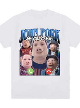 John Pork Is Calling T-Shirt 约翰·波克在打电话短袖T恤男上衣