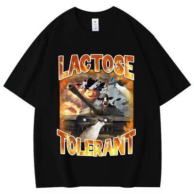 Lactose Tolerant  T-shirt欧美创意搞笑奶牛大码短袖T恤男女上衣