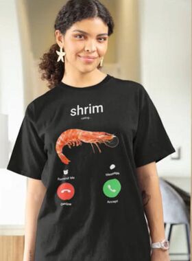Shrim Calling Remind Me Message Decline Accept 短袖T恤男女棉