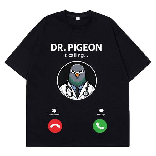 Pigeon Doctor Funny Bird Meme 圆领休闲潮流短袖T恤男女上衣ins