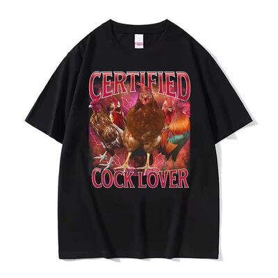 Certified Cock Lover Merch 经认证的公鸡情人潮牌趣味短袖T恤男
