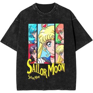 Sailor Moon 夏季可爱卡通美少女战士纯棉圆领短袖T恤男女上衣