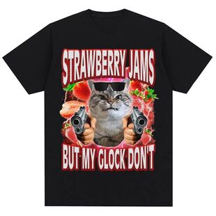 印花潮流情侣短袖 Cat欧美休闲大码 男女T恤上衣 Hilarious Kittler