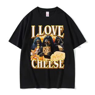 I Love Cheeses T-shirt我爱面包趣味骷髅休闲圆领短袖T恤男女ins