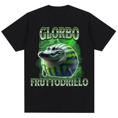 Glorbo Fruttodrillo Italian Brainrot意大利脑腐趣味鳄鱼T恤男