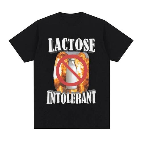 Lactose Intolerant T-shirt乳糖不耐受趣味图案短袖T恤男女上衣