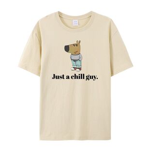 JUST be a Chill Guy淡定狗国外爆款表情包印花短袖T恤男女上衣棉