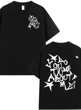 Rapper NSQK AOOU THNK ABOUT ME说唱歌手字母纯棉T恤男女上衣ins