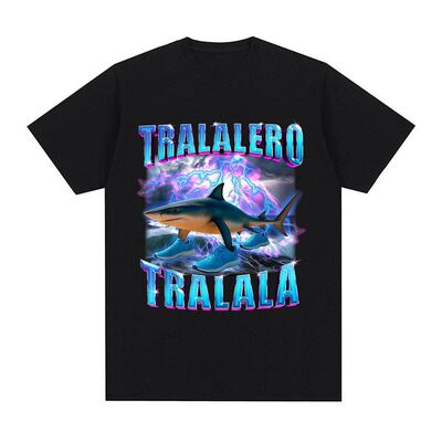 Tralalero Tralala Italian Brainrot Shark意大利脑腐鲨鱼T恤男