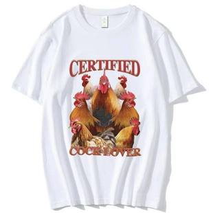 Certified Cock Lover T-shirt我爱大公鸡趣味搞笑字母组合T恤男