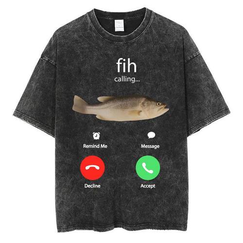 Fih Calling Remind Me 钓鱼爱好者鱼正在呼叫我纯棉短袖T恤男女