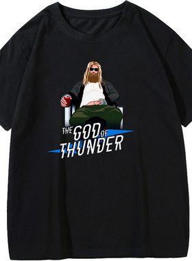 胖雷神T恤复联漫威漫画英雄男女全棉白色thor周边衣服索尔半短袖