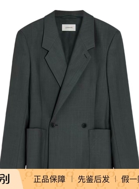 Lemaire 25秋冬灰色女士羊毛双排扣休闲西装西服JA1085LF414BK996