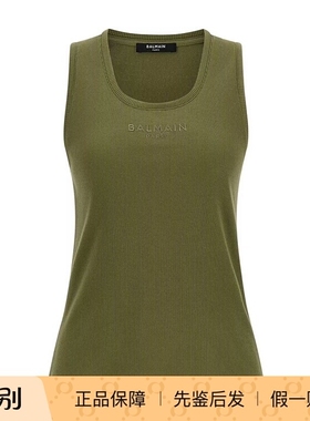 balmain巴尔曼 26春夏绿色刺绣女士背心正品代购GF0EB075BD10UIY