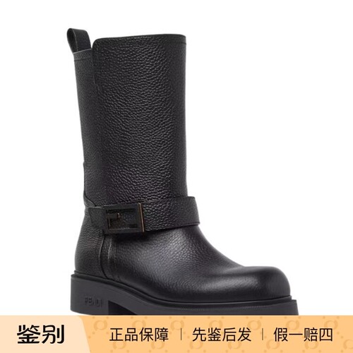 FENDI芬迪黑色女士套筒短靴