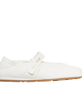 miu miu谬谬 26春夏白色女士徽标芭蕾舞鞋正品代购5F370E038F005F