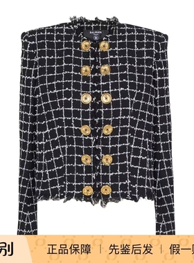 balmain巴尔曼 25秋冬女士黑色长袖休闲夹克正品代购GF1SM509XL62