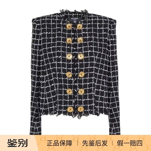 代购 休闲夹克正品 GF1SM509XL62 25秋冬女士黑色长袖 balmain巴尔曼