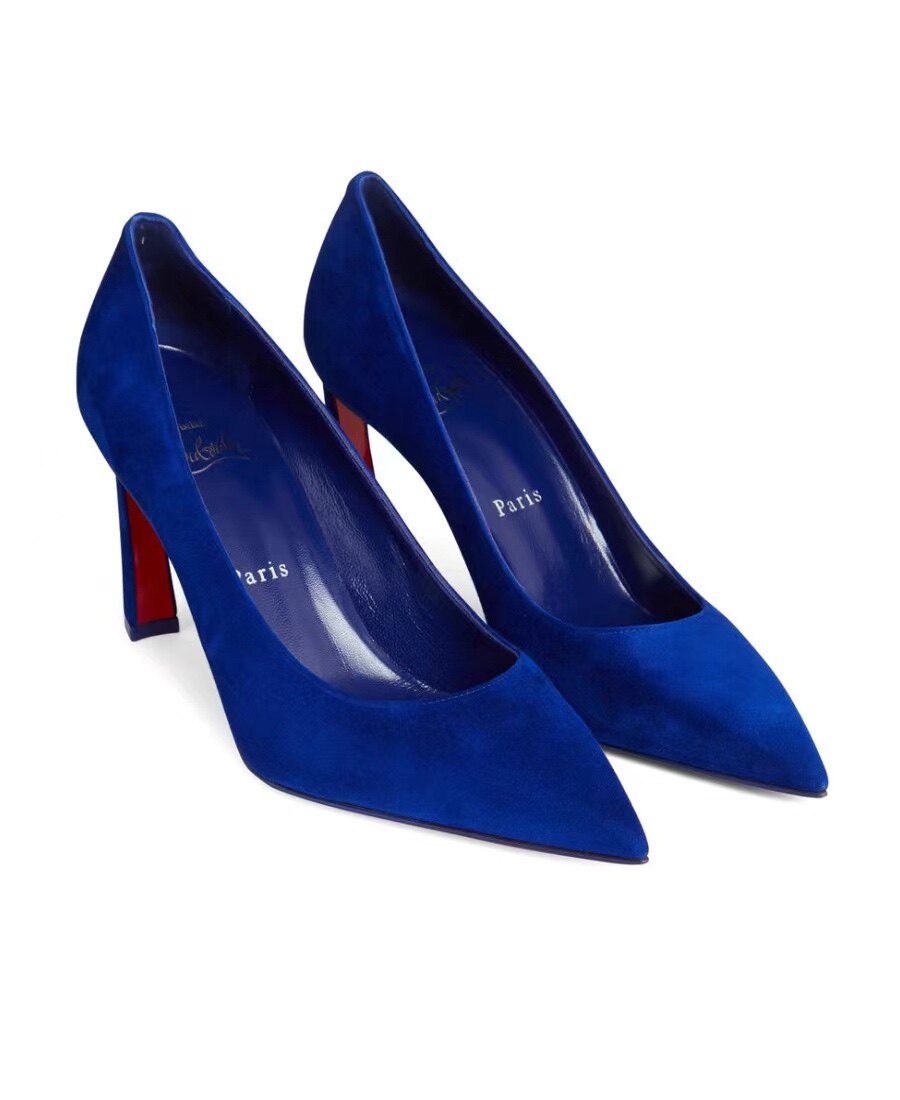 christian louboutin2023秋冬女士蓝色尖头高跟鞋123056正品代购