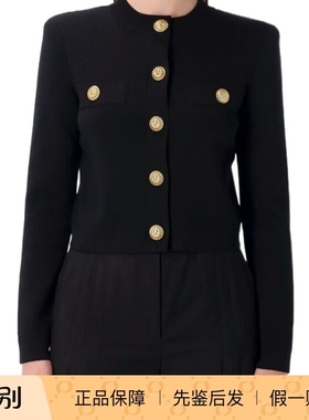 balmain巴尔曼26春夏黑色女士长袖针织开衫正品代购GF1KL000KJ43
