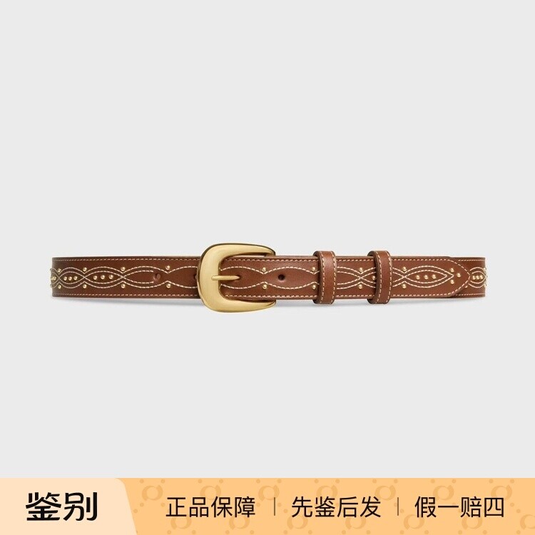 Celine 25秋冬 棕色女士微标搭扣腰带皮带正品代购45BNB3ARQ.04FE