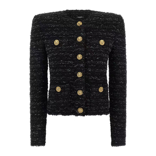 代购 balmain 羊毛夹克外套正品 25秋冬黑色短款 FF0SK890KJ1 巴尔曼