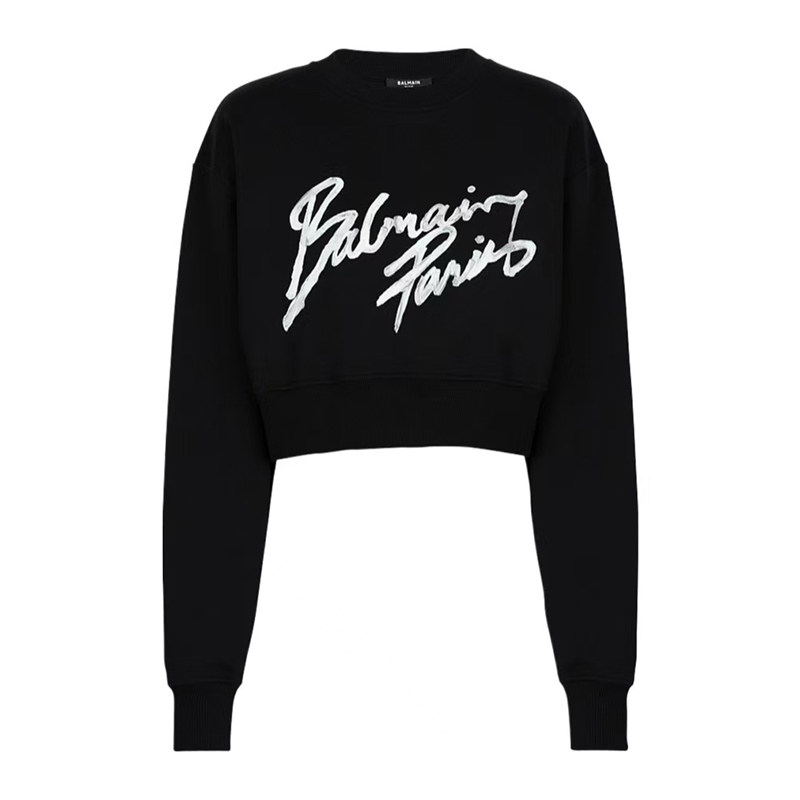 巴尔曼25秋冬黑色印花卫衣女