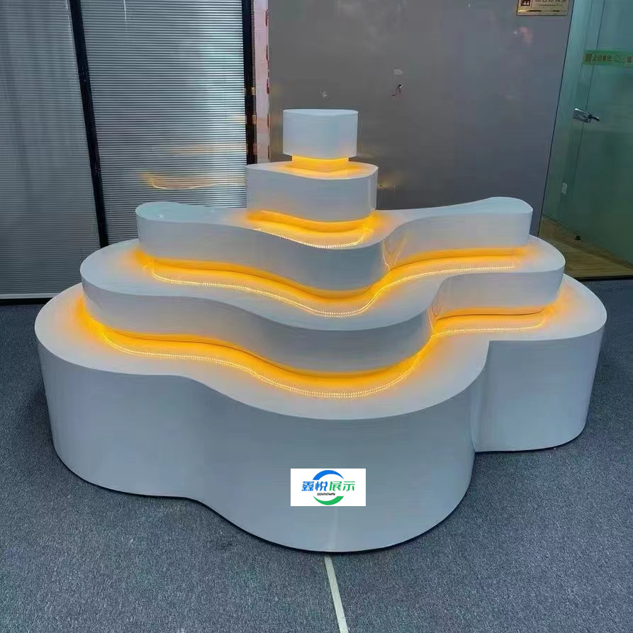 异型中岛柜发光货架置物架创意鲜花礼品柜子烤漆多层化妆品展示柜