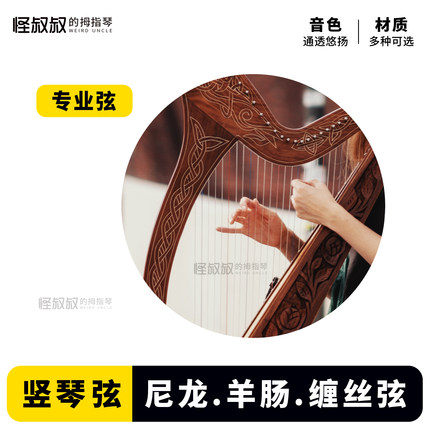 竖琴弦爱青Kristall尼龙弦缠丝弦羊肠弦备用演奏考级正品23弦28弦