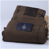 商务裤 高档轻奢秋冬厚款 百搭直筒五代款 休闲牛仔裤 子男 咖啡色男士