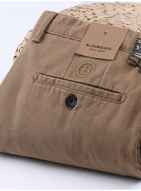 秋冬厚款高端奢华男士休闲裤斜纹机理质感纯色百搭中腰直筒裤子男