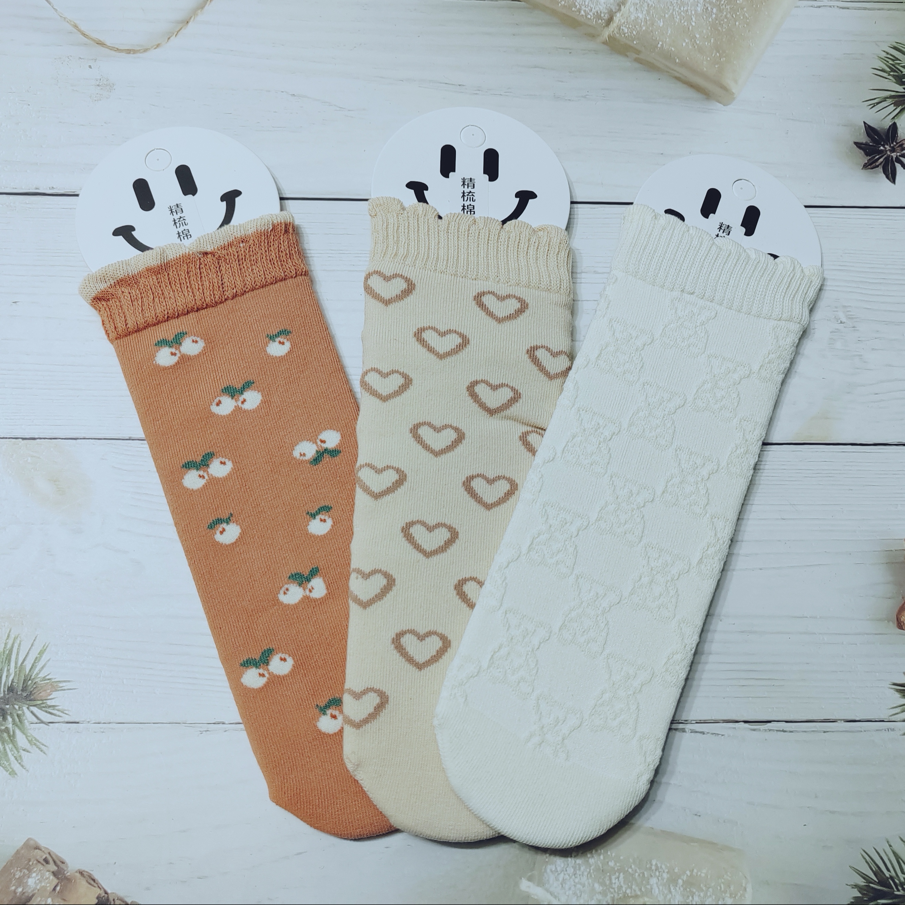 3双装儿童饰品袜直板袜无跟0-16岁女袜童袜小腿袜网眼纯棉春夏款