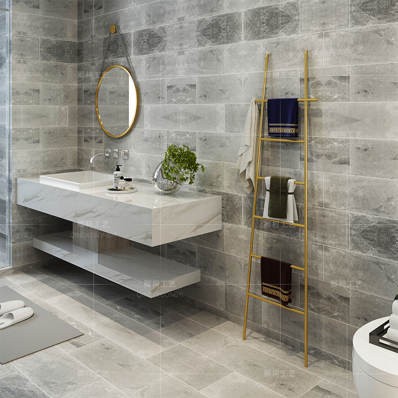 梯子落地式免打孔黑色毛巾架