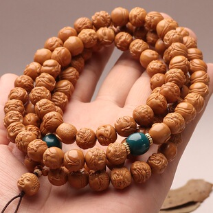 108颗长串恶僧猴头核桃脖挂10mm文玩单面小尺寸男女款雕刻多圈长