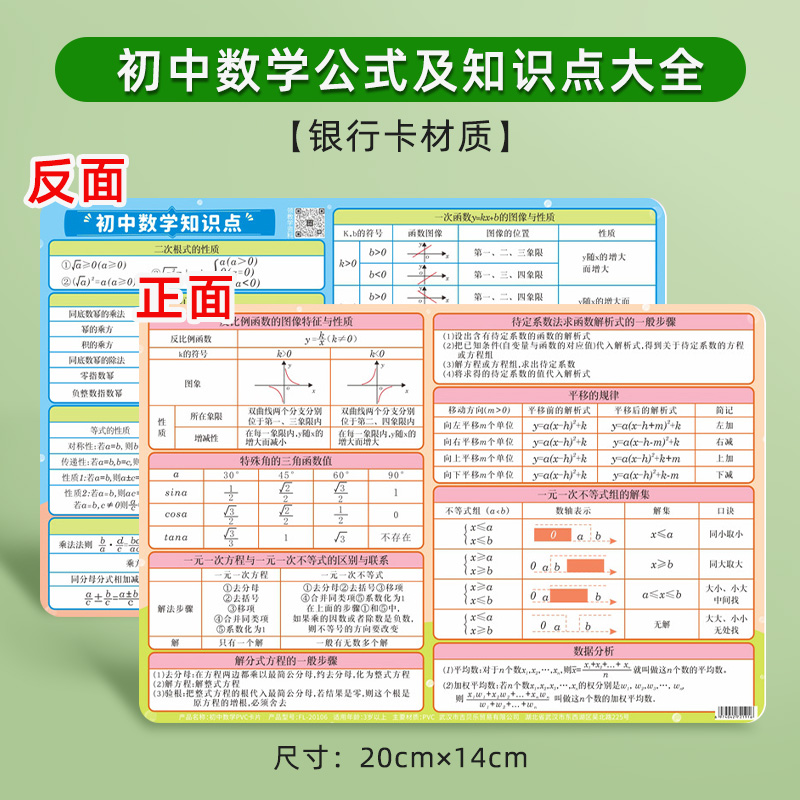 初中数学公式大全知识点汇总卡片