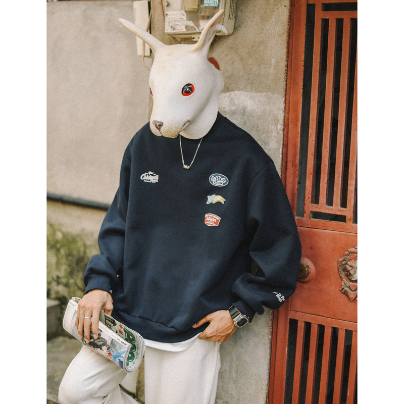 美式复古卫衣兔先森套头宽松