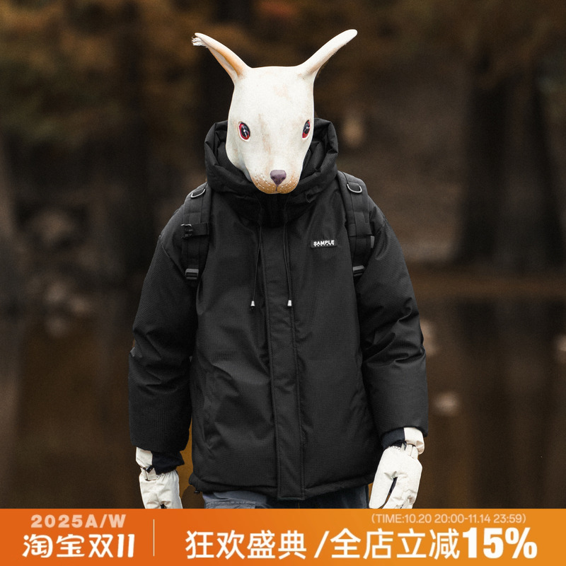 兔先森冬季新款90白鸭绒可拆卸帽子休闲羽绒服男潮牌宽松保暖外套