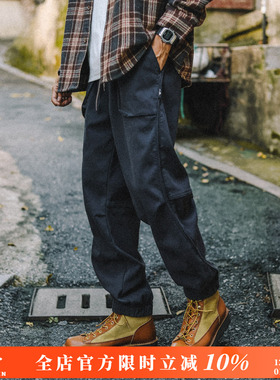 兔先森秋冬款美式加绒工装裤男潮牌宽松休闲裤抽绳百搭运动束脚裤