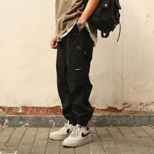 裤 子男水洗做旧宽松潮牌工装 重磅侧标束脚休闲裤 兔先森2026春秋款