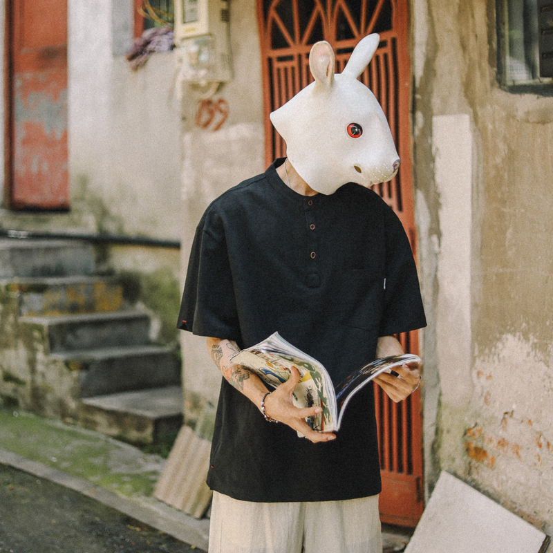 纯棉国风短袖兔先森日系复古青年