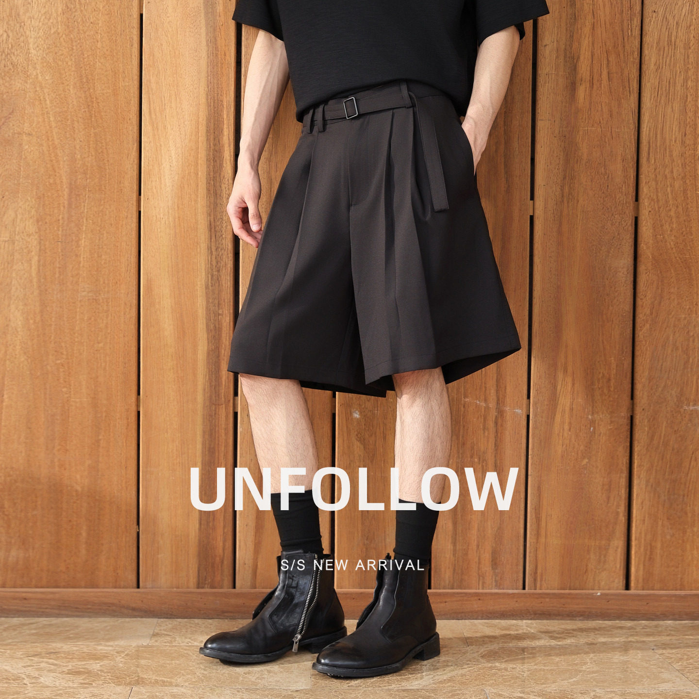 【清仓促销】UNFOLLOW凉感冰凉丝垂感西装短裤夏季五分中裤大裤衩