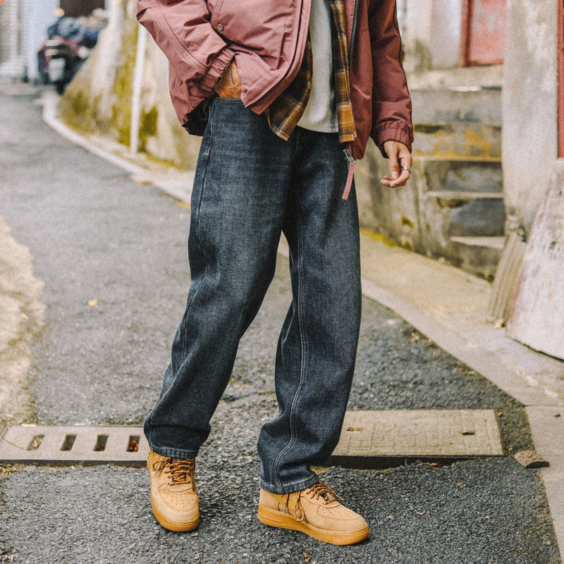 兔先森重磅复古奥粒绒加绒牛仔裤