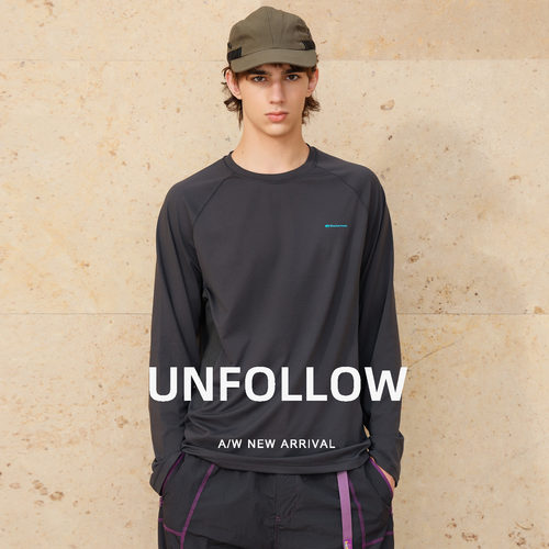 【速干T】UNFOLLOW插肩长袖T恤男秋季新款休闲体恤宽松打底上衣潮