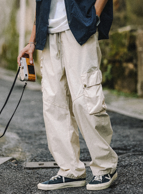 兔先森春秋季复古城市机能口袋工装裤男士束脚休闲裤潮牌伞兵裤子