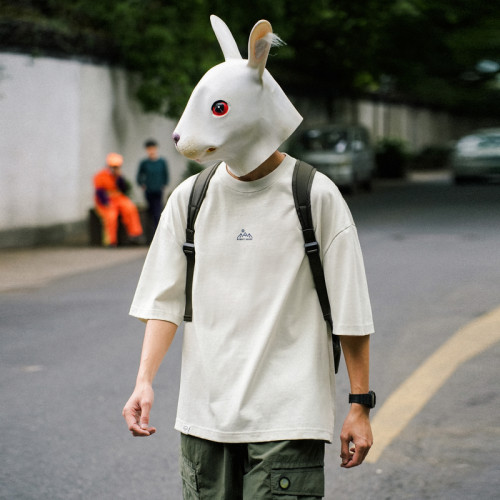 兔先森夏季小山峰印花七分袖T恤