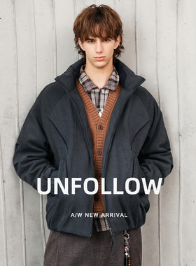 【含羊毛棉】UNFOLLOW立领宽松棉衣男冬季新款质感短款棉服外套潮