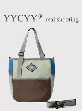 新款时尚托特包拼色购物袋女轻便通勤单肩斜挎包大容量休闲便当包