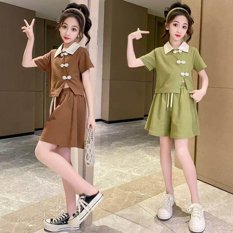 女童套装夏装2025新款儿童学院风短袖两件套女孩时髦复古国风套装,童装/婴儿装/亲子装,套装,淘宝优惠券,粉丝福利购,淘宝优惠卷